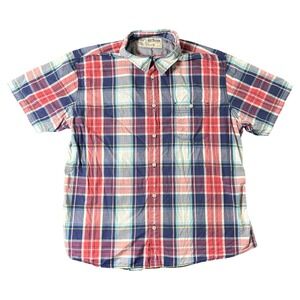 Urban Pipeline Mens XXL Short Sleeve Plaid Button Up Shirt Red Blue Cotton